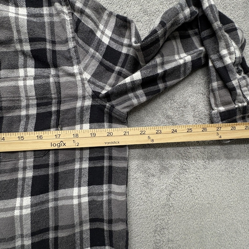 Eddie Bauer Shirt Mens Medium Gray Black White Plaid Flannel Long Sleeve Outdoor - Picture 4 of 7